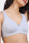 Zivame Double Layered Non Wired Full Coverage Post Breast Surgery Bra - Grey Melange — thumbnail 4